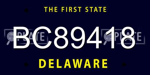 BC89418 Delaware License Plate