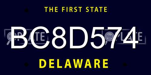 BC8D574 Delaware License Plate