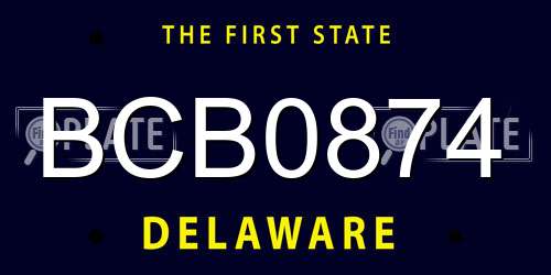 BCB0874 Delaware License Plate