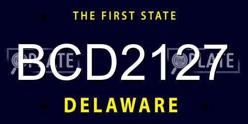 BCD2127 Delaware License Plate