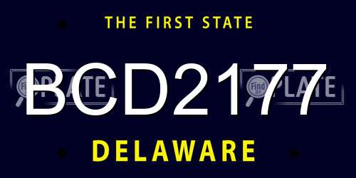 BCD2177 Delaware License Plate