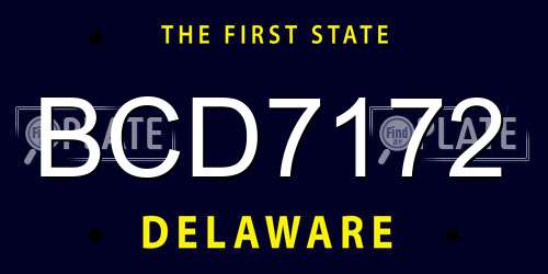 BCD7172 Delaware License Plate
