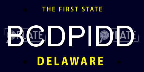 BCDPIDD Delaware License Plate