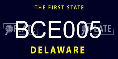 BCE005 Delaware License Plate