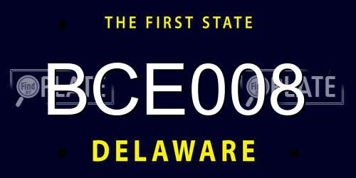 BCE008 Delaware License Plate