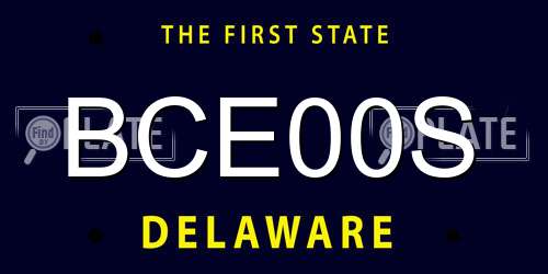 BCE00S Delaware License Plate