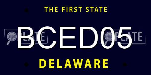 BCED05 Delaware License Plate