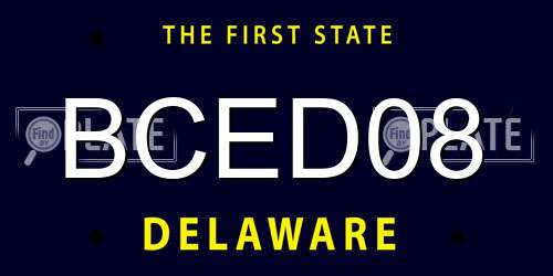 BCED08 Delaware License Plate