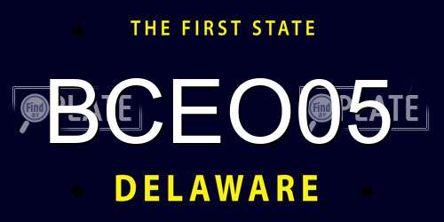 BCEO05 Delaware License Plate