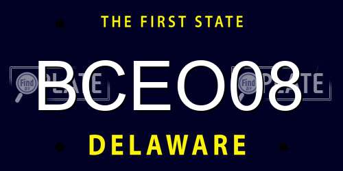 BCEO08 Delaware License Plate