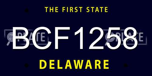 BCF1258 Delaware License Plate