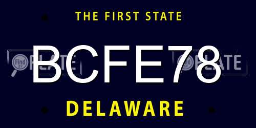BCFE78 Delaware License Plate