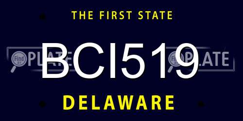 BCI519 Delaware License Plate