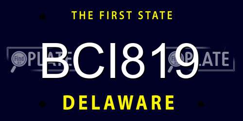 BCI819 Delaware License Plate