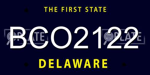 BCO2122 Delaware License Plate