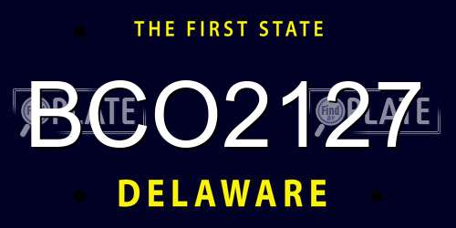 BCO2127 Delaware License Plate