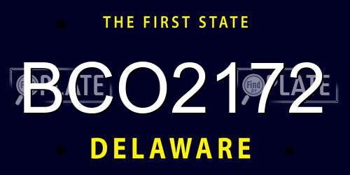 BCO2172 Delaware License Plate