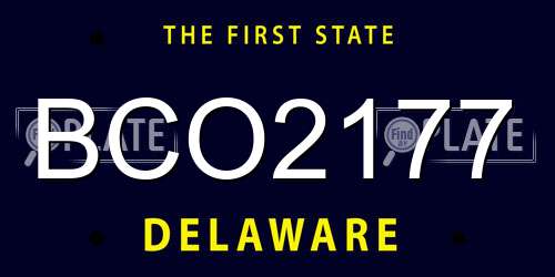 BCO2177 Delaware License Plate