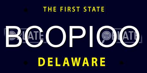 BCOPIOO Delaware License Plate