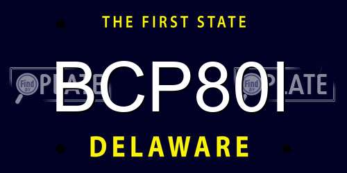 BCP80I Delaware License Plate