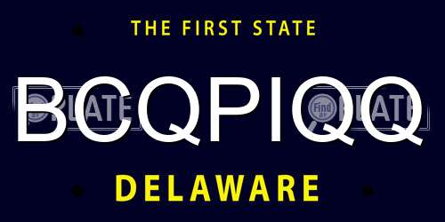 BCQPIQQ Delaware License Plate