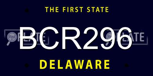 BCR296 Delaware License Plate