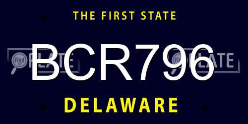 BCR796 Delaware License Plate