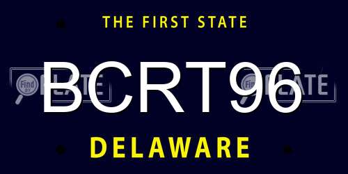 BCRT96 Delaware License Plate