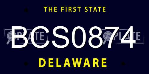 BCS0874 Delaware License Plate