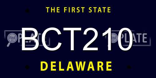 BCT210 Delaware License Plate