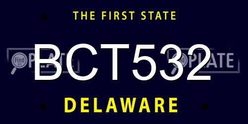 BCT532 Delaware License Plate
