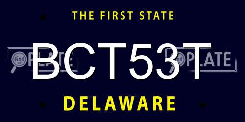 BCT53T Delaware License Plate