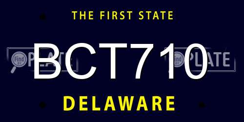BCT710 Delaware License Plate