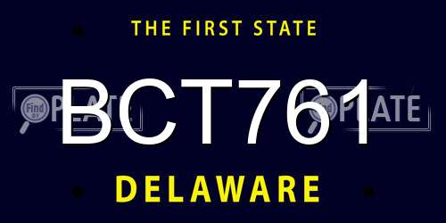 BCT761 Delaware License Plate