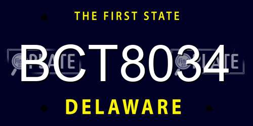 BCT8034 Delaware License Plate