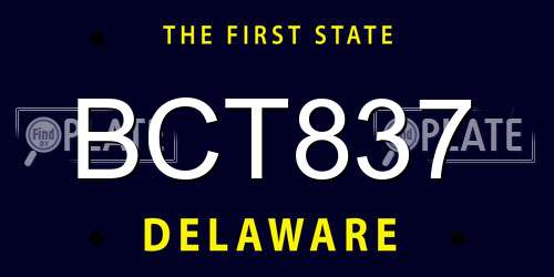 BCT837 Delaware License Plate