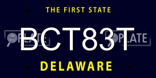 BCT83T Delaware License Plate