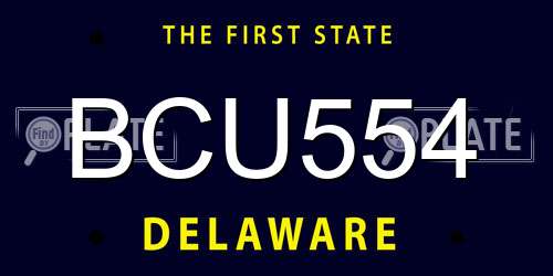BCU554 Delaware License Plate