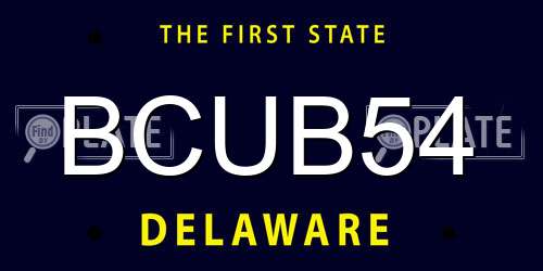 BCUB54 Delaware License Plate