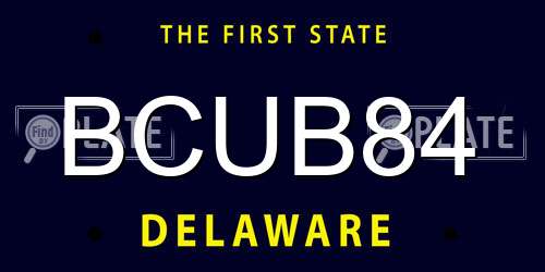 BCUB84 Delaware License Plate