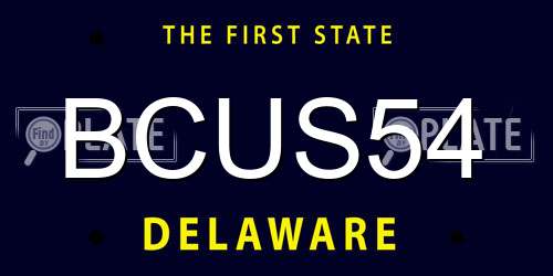 BCUS54 Delaware License Plate