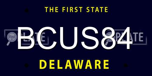 BCUS84 Delaware License Plate