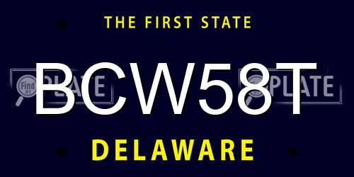 BCW58T Delaware License Plate