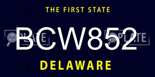 BCW852 Delaware License Plate