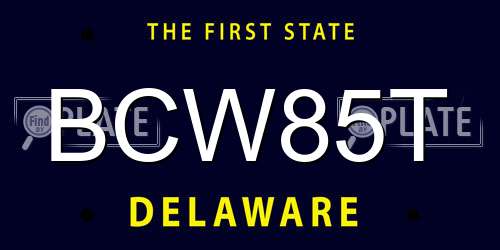 BCW85T Delaware License Plate