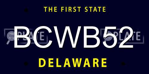 BCWB52 Delaware License Plate