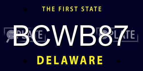 BCWB87 Delaware License Plate