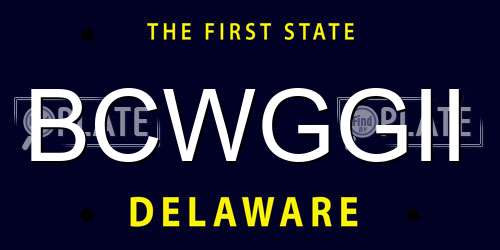 BCWGGII Delaware License Plate