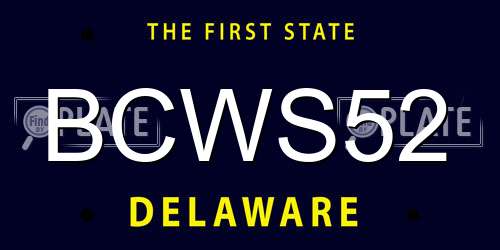 BCWS52 Delaware License Plate