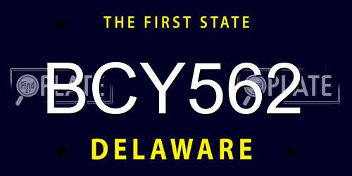 BCY562 Delaware License Plate